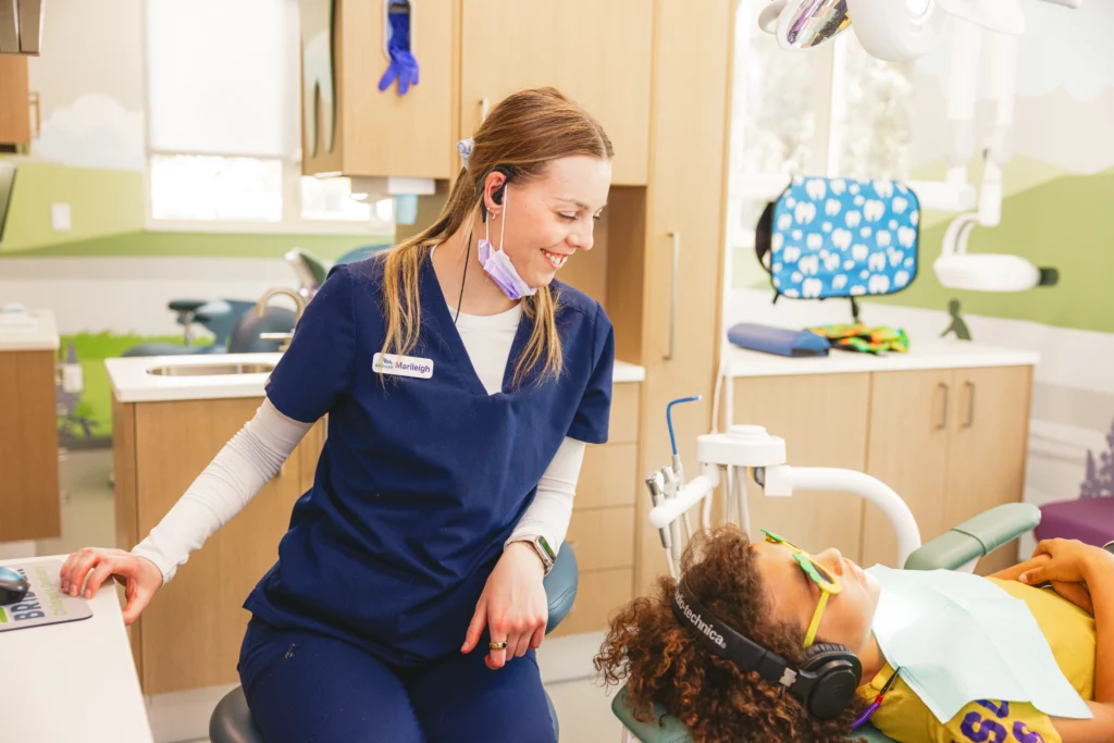 Hygienist with patient